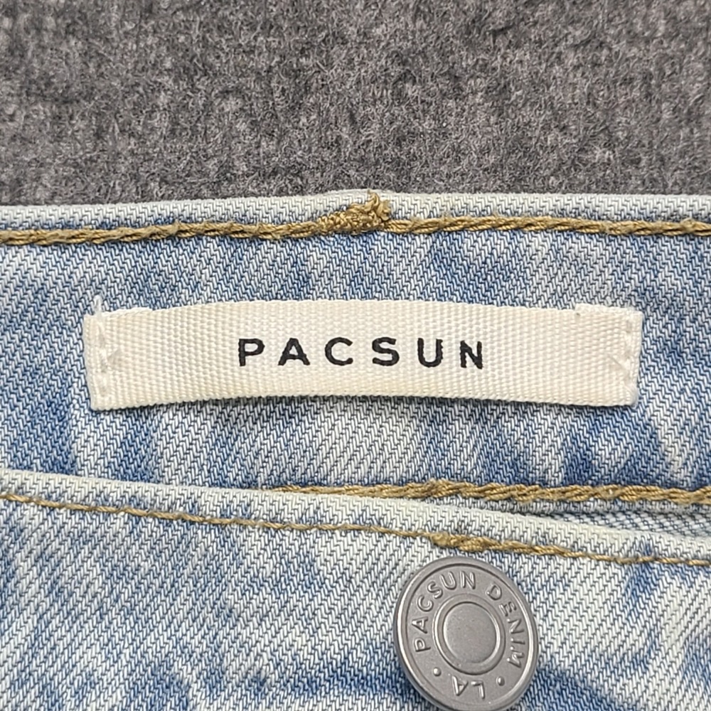 PacSun Denim Shorts Womens 24 Light Blue Excellent Curve 90s Girlfriend Raw Hem - Picture 5 of 9